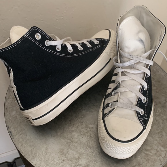 CONVERSE PLATFORM CHUCKS BLACK AND ZEBRA PRINT WOMENS 8.5 | MENS 6.5 - Picture 3 of 12